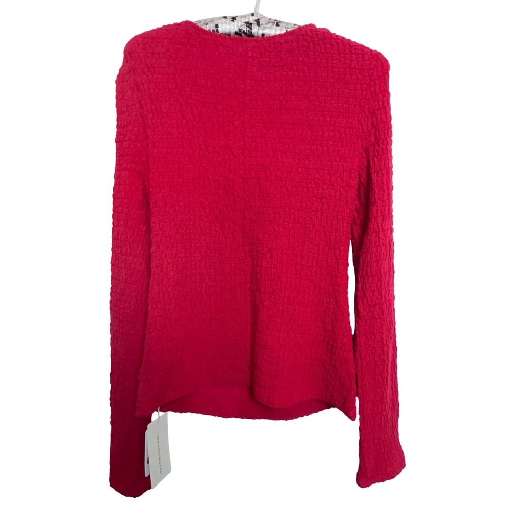 COMMENCE Red Textured Keyhole Long Sleeve Top Women's M Valentines Day Trev  NWT